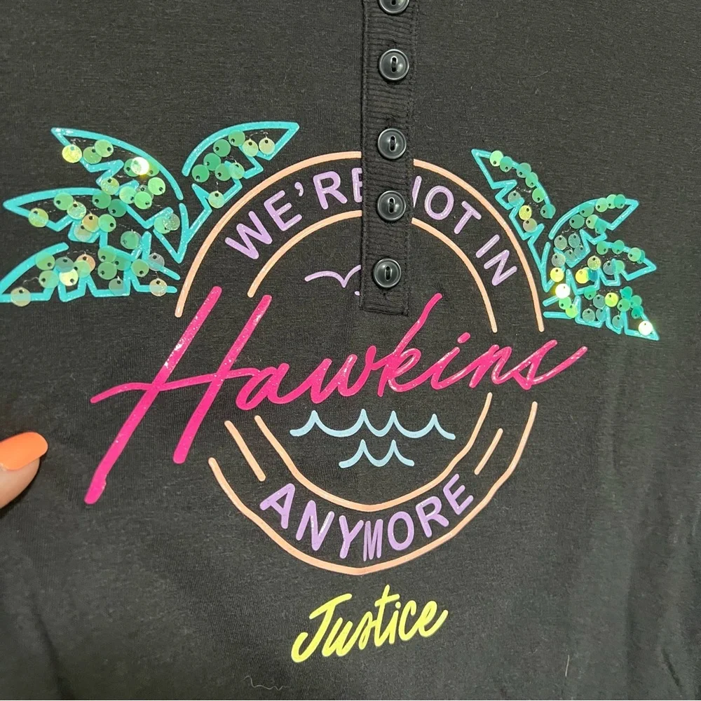 Justice Stranger Things Long Sleeve Graphic Tee
